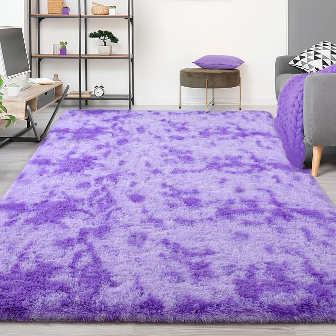 FlyDOIT Purple Tie-Dyed 8x10 Feet Large Rugs - Image 9