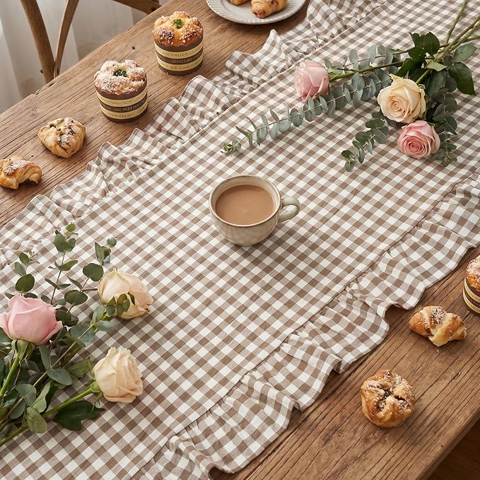 Eternal Beauty 14x120 Gingham Ruffle Table Runner - Image 3