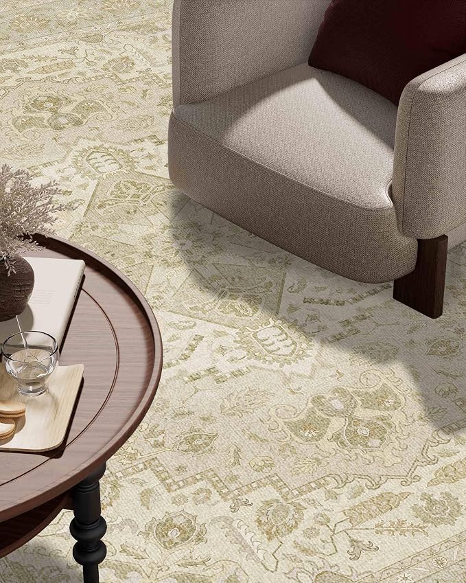 Latte&Fog 6x9 Area Rugs for Living Room, Large Vintage Beige Washable Rug - Image 6