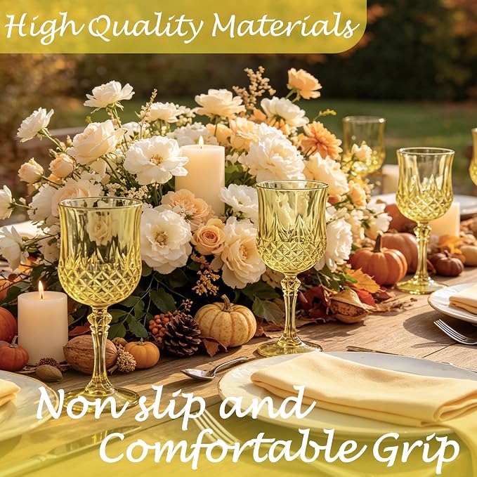 12Pack Plastic Wine Glasses, 7oz Vintage Goblets - Image 5