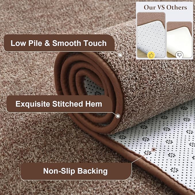 Keeko Soft 2x4 Small Runner Rug Brown, Bedside Rugs - Image 6