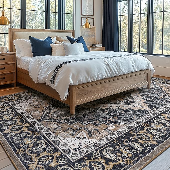Lessymo Area Rugs 6x9, Machine Washable Area Rug, Super Soft Faux-Wool Area Rugs - Image 2