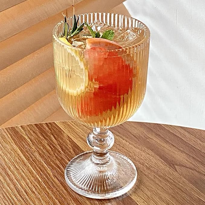 Vintage Wine Glasses Set of 6, 11 Ounces Colored Glass Water Goblets, Unique - Image 2