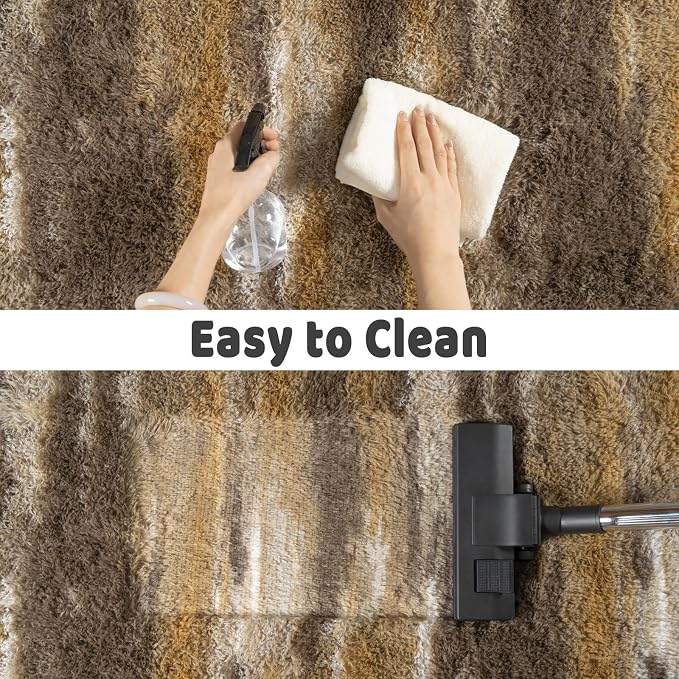 Soft Runner Rugs for Bedroom Hallways, 2x4 Abstract Brown Fluffy Shag Throw - Image 6