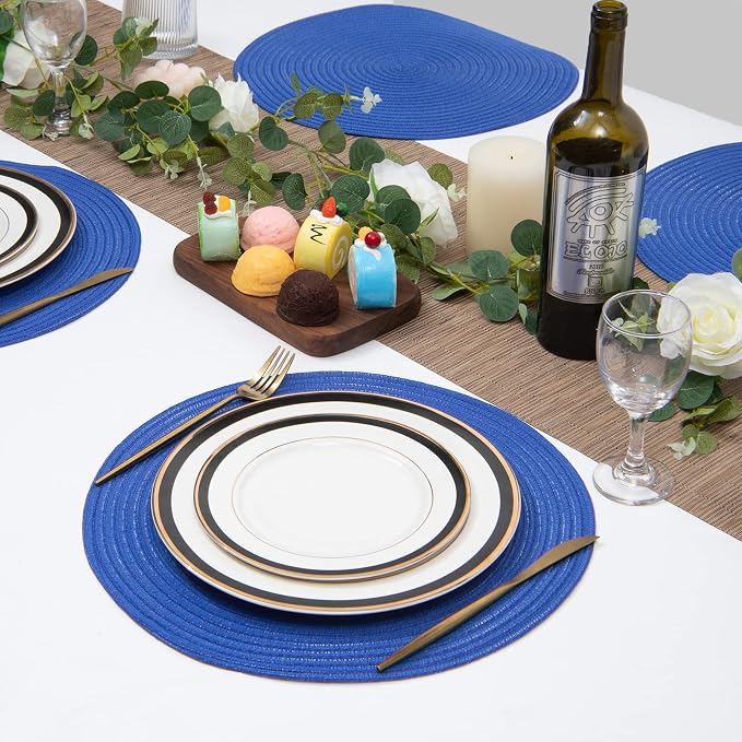 SHACOS Round Placemats Set of 6 Washable 15 inch Round Table Mats Cotton - Image 7
