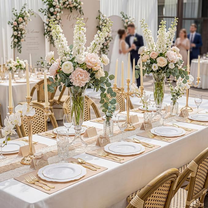 60pcs Gold Plastic Dinner Plates -10.25inch Baroque White and Gold Plates Fancy - Image 7