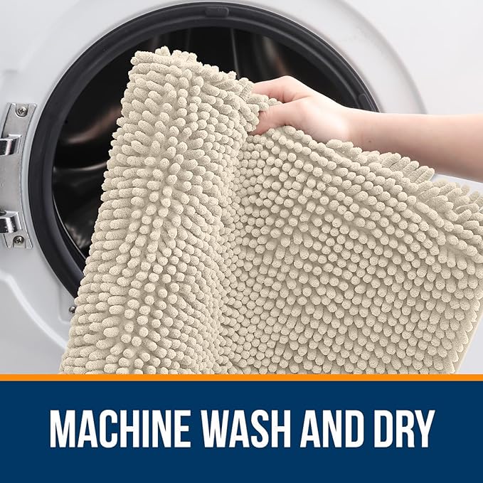OLANLY Bathroom Runner Rugs 47x17, Extra Soft Absorbent Chenille Bath Rugs - Image 5