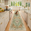 RELEANY Area Rugs Runner 2'x10' Washable Non-Slip, Floral Vintage Distress by RELEANY