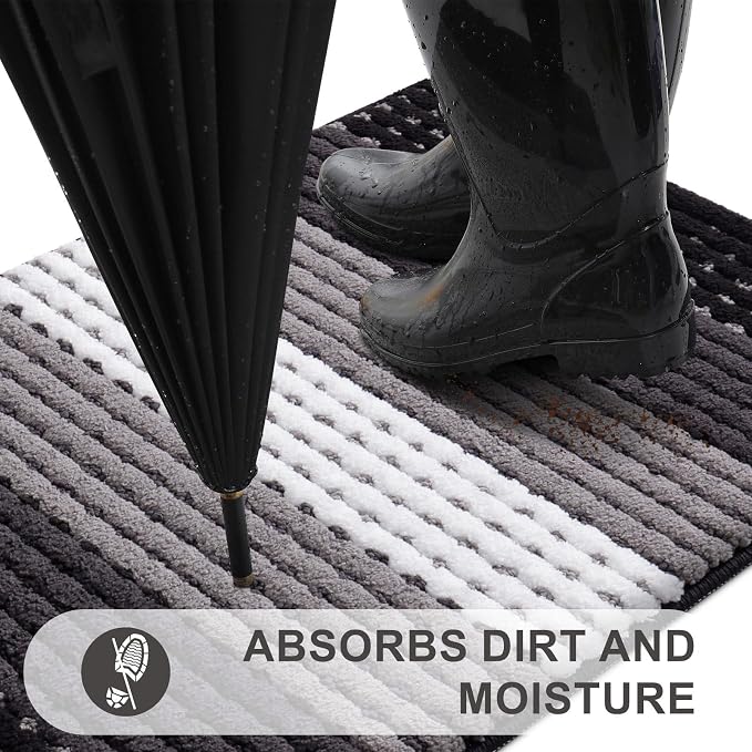 Kitinjoy Indoor Outdoor Door Mat, 48x30 Non-Slip Absorbent Dirt Trapper - Image 2