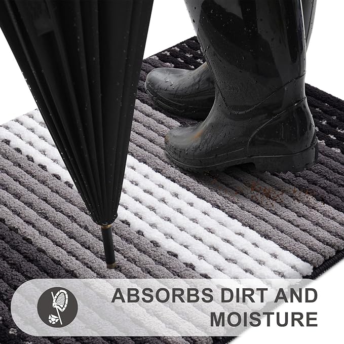 Kitinjoy Indoor Outdoor Door Mat, 32x20 Non-Slip Absorbent Dirt Trapper - Image 2