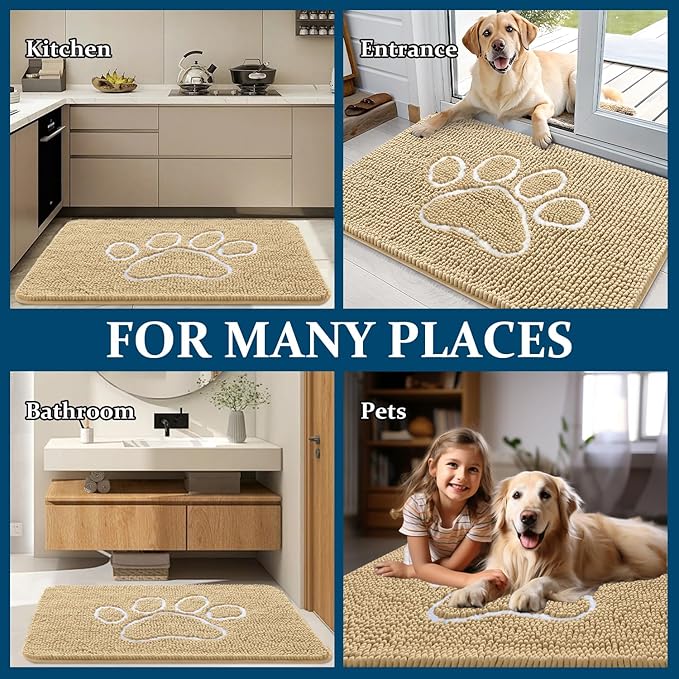 OLANLY Dog Door Mat for Muddy Paws 59x20, Paw Print Design, Absorbs Moisture - Image 8