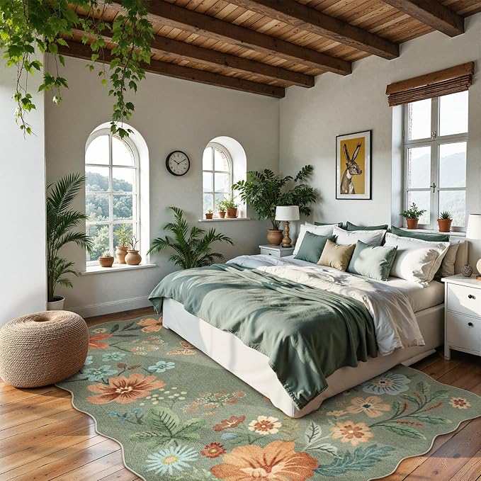 Lahome Floral Washable 6x9 Area Rugs, Soft Bedroom Rug - Image 3