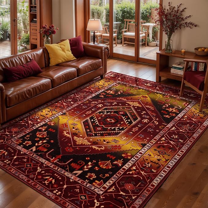 SERISSA Area Rug 3x5 Boho Rugs for Bedroom, Washable Non-Slip Living Room Rug - Image 2