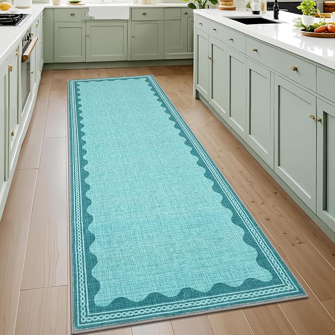 GarveeHome Scalloped Teal Door Mat Indoor Rugs - Image 4