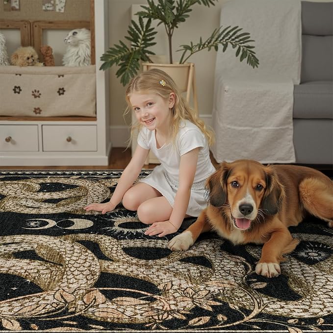 DCX Washable 3x5 Snake Rug, Soft Low Pile Carpet, Kid & Pet Friendly - Image 2