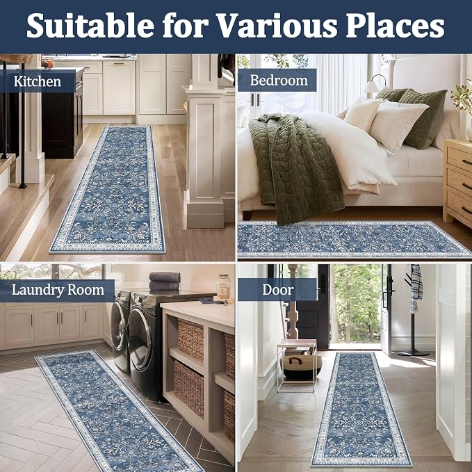 Yamaziot Washable Runner Rug 2x6 – Non Slip Boho Floral Hallway Runner Rug - Image 6