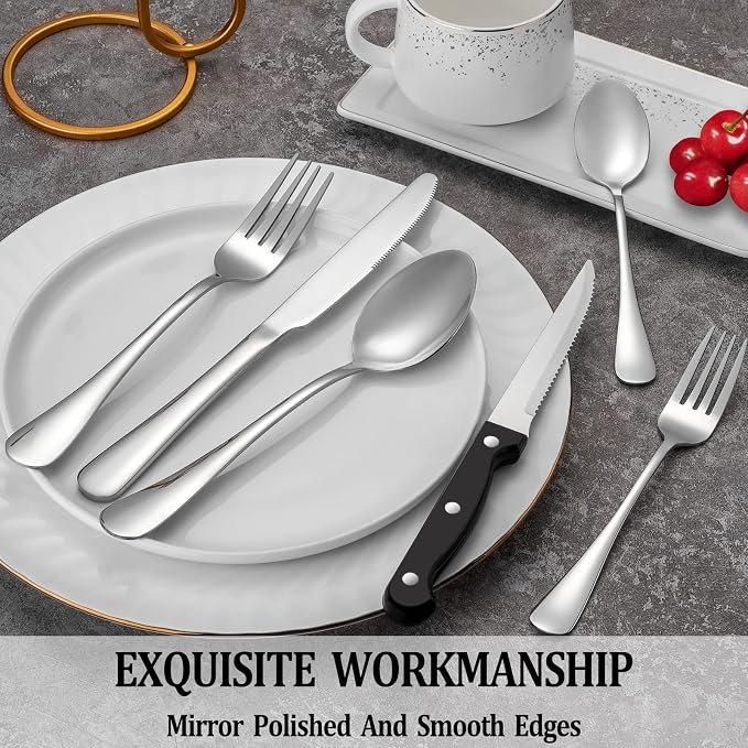 72 Pcs Silverware Set with Steak Knives - Image 4