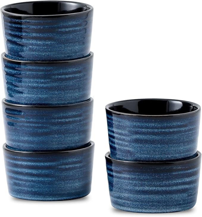 Ceramic 4 oz Ramekins Set of 6, Oven Safe Small Creme Brulee Ramekins by Tikooere