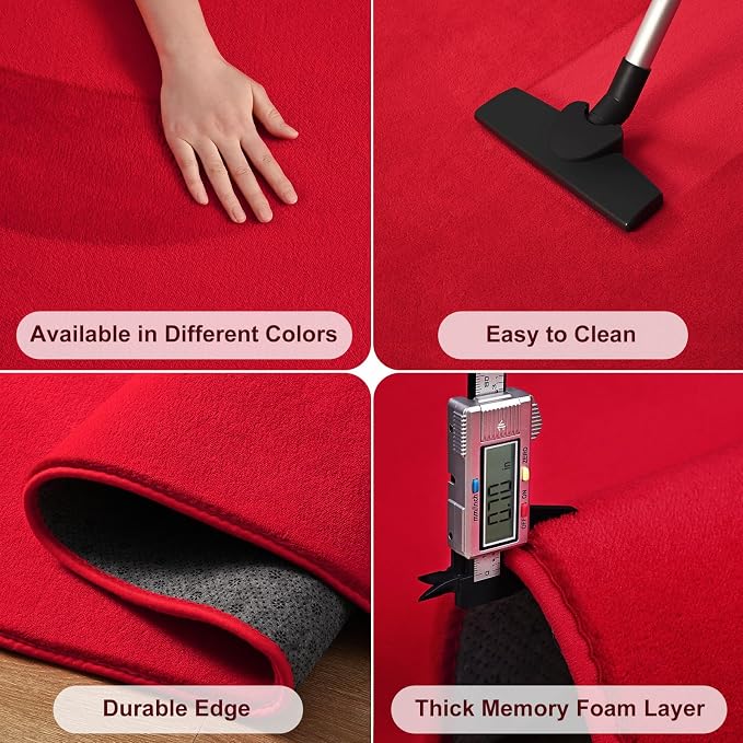Amearea 4x4 Square Area Rugs for Bedroom Living Room, Modern Red Thickened - Image 5