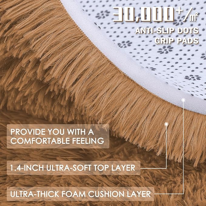 OLANLY 2x3 Machine Washable Small Bedside Rug, Soft Fluffy Shaggy Entryway - Image 7