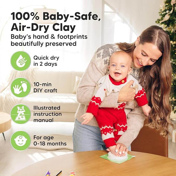 Baby Hand and Footprint Kit Girls, Boys - Personalized Baby Footprint Ornament Kit, Newborn Keepsake Gifts for New Mom, Easy to Use Handprint Makers, Cute Shower Gifts (Silver Paint)