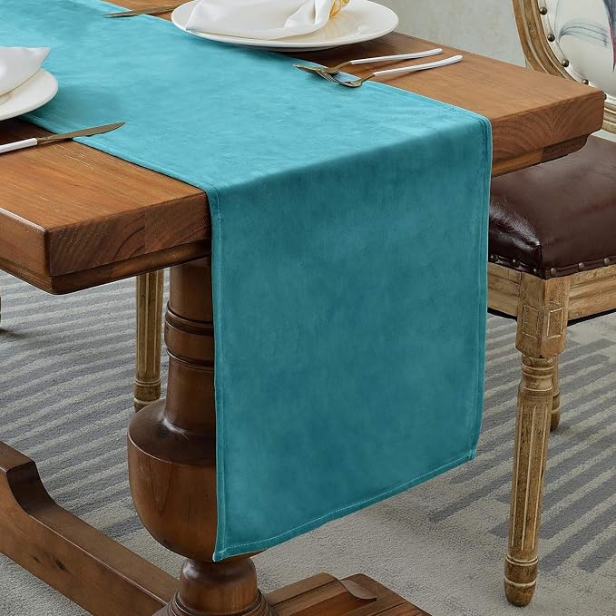BALCONY & FALCON Table Runner Velvet Sky Blue 14"x95" | Elegant, Fall Decor by BALCONYFALCON