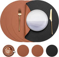 Myir JUN 15 Inches Round Placemats Set of 4 Faux Leather Place Mats | by MyirJUN