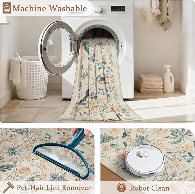 9x12 Area Rugs Washable Rug: Large Boho Living Room Rug Soft Non-Slip Low Pile - Image 5