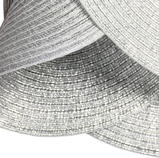 SHACOS Silver Glitter Round Placemats Set of 6 Sparkle Bling Place Mats Glitz - Image 6