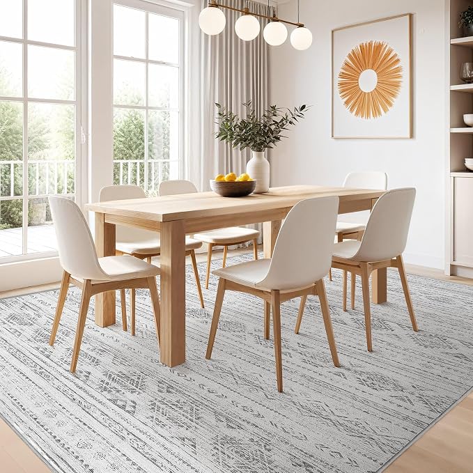 Nakagishi 10x12 Area Rug Living Room: Washable Boho Large Neutral Soft - Image 7