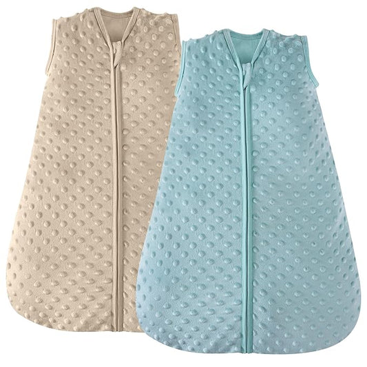 JELLYMONI Fleece Baby Sleep Sack 12-18 Months, 1.5 Tog Warm Winter Baby Wearable Blanket with Plush Dots and 2-Way Zipper, Cotton Toddler Sleep Sack