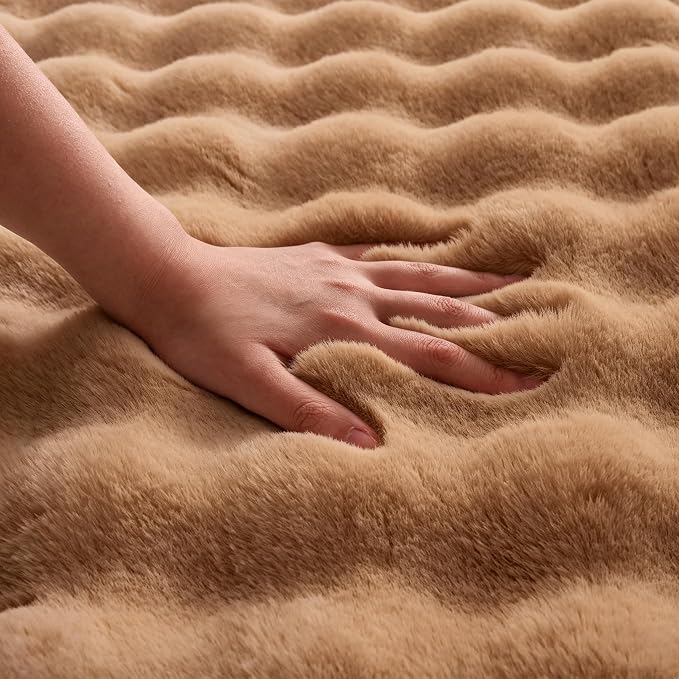 Coffee Rabbit Plush Rug 2'x6', Fluffy Shaggy Area Rug - Image 5