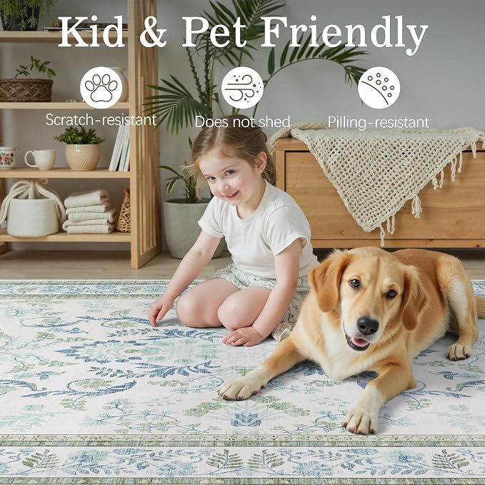 DCX Green 5x7 Rug, Kid & Pet Friendly - Image 7