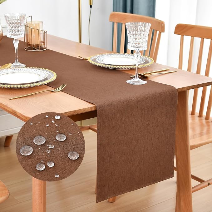 Faux Linen Table Runner Water Resistant 13 x 72 in, Coffee Table Runner by Nacuci