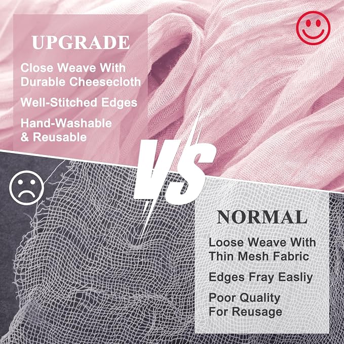 Cheesecloth Table Runner Pink 10FT Boho Gauze Runner - Image 4