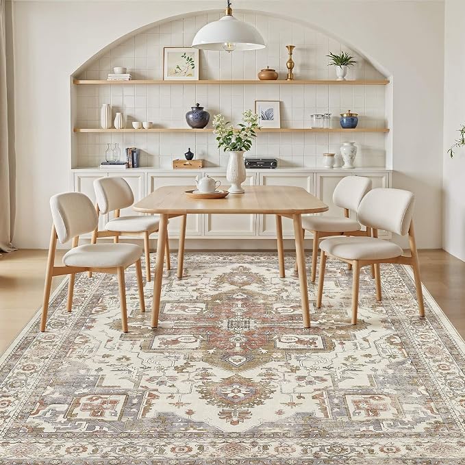 5x7 Washable Area Rugs for Living Room, Large Rug Non Slip Backing Vintage - Image 5