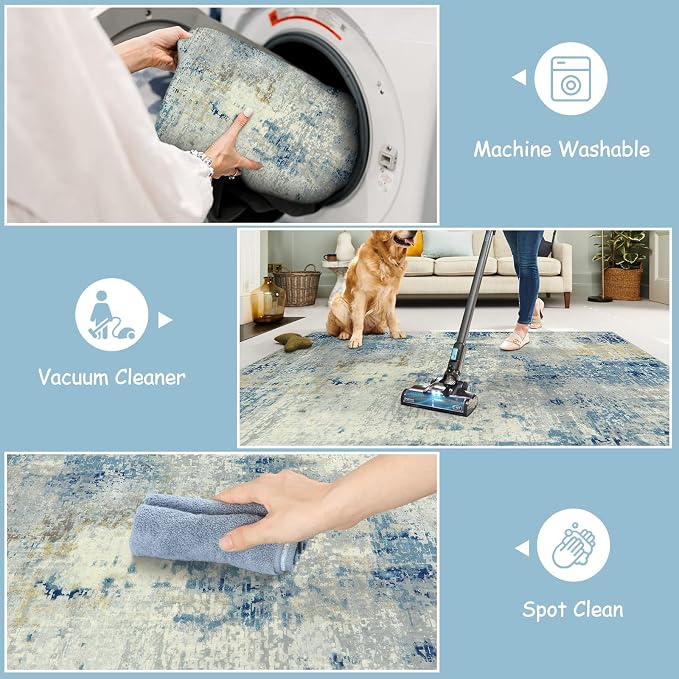 Lahome Modern Abstract Round Rug 3Ft, Contemporary Indoor Floor Throw Carpet - Image 5