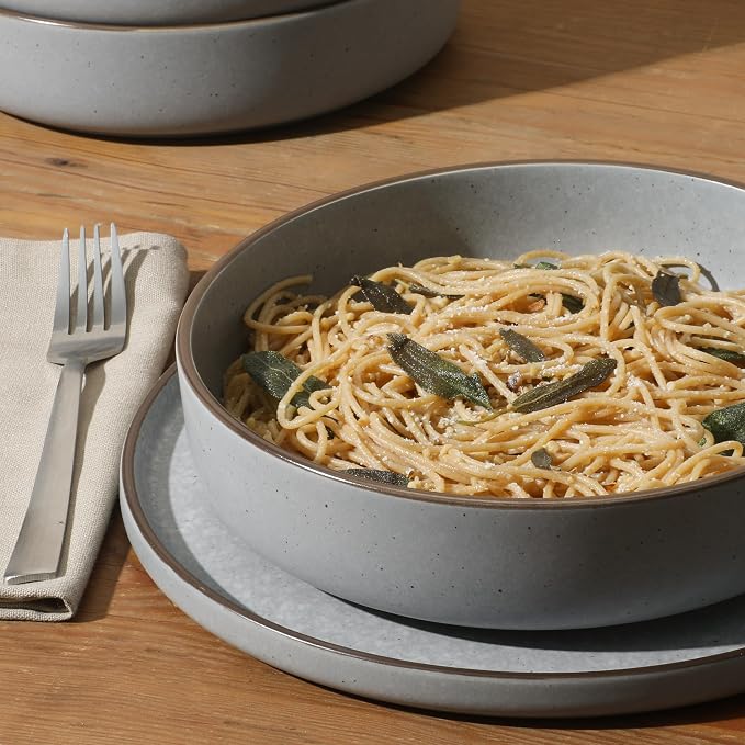Gibson Elite Gelston Stoneware Matte Reactive Glaze 16 Piece Plates and Bowl - Image 2