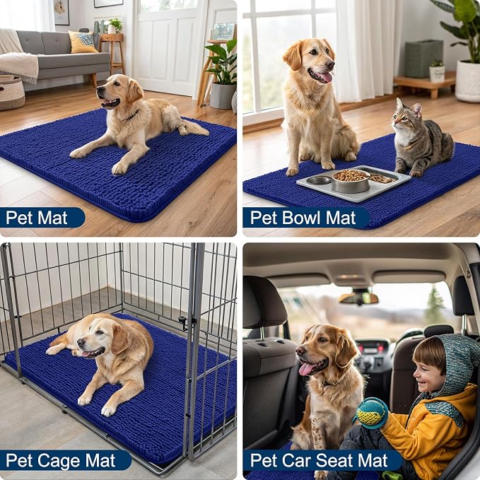 Smiry Dog Door Mat for Muddy Paws 48x30, Absorbent Dirt Trapper, Non-Slip - Image 6