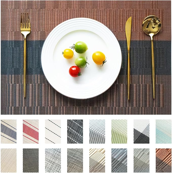 Placemats Set of 4 Vinyl/Plastic Woven Place Mats by Unknown