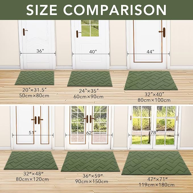 hicorfe Dirt Trapper Indoor Doormat, Non Slip Backing Washable Door Mats - Image 4