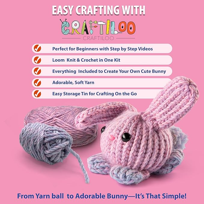 CRAFTILOO Loom Knitting and Crochet kit for Kids Crochet kit for Beginners Knitting kit for Beginners Knitting Loom Learn to Crochet Kits for Adults Beginner