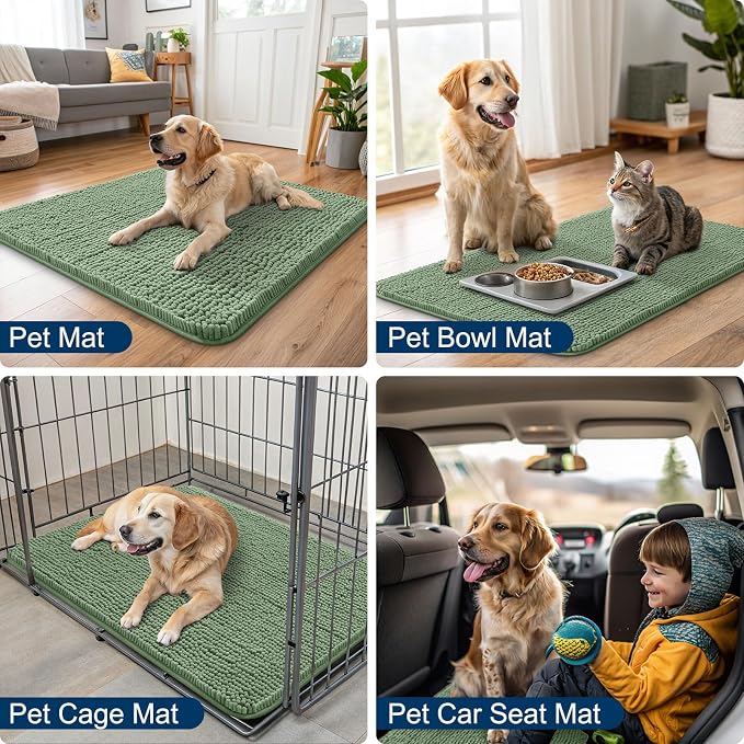 Smiry Dog Door Mat for Muddy Paws 59x35, Absorbent Dirt Trapper, Non-Slip - Image 6