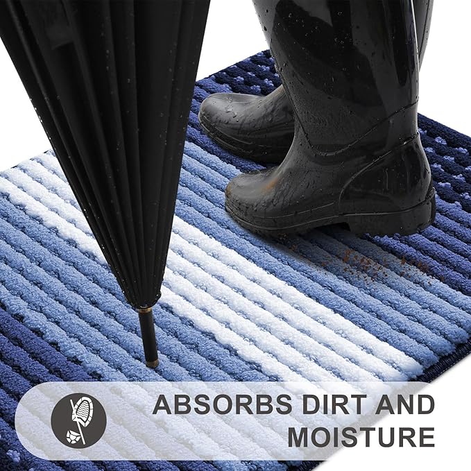 Kitinjoy Indoor Outdoor Door Mat, 32x20 Non-Slip Absorbent Dirt Trapper - Image 2