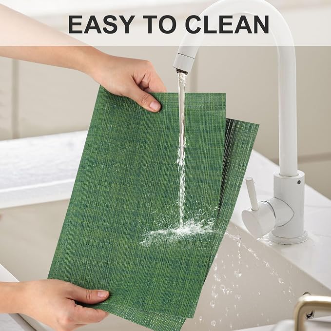 Vinyl Placemats Set of 8, PVC Woven Washable Non-Slip Table Mats, Heat - Image 3