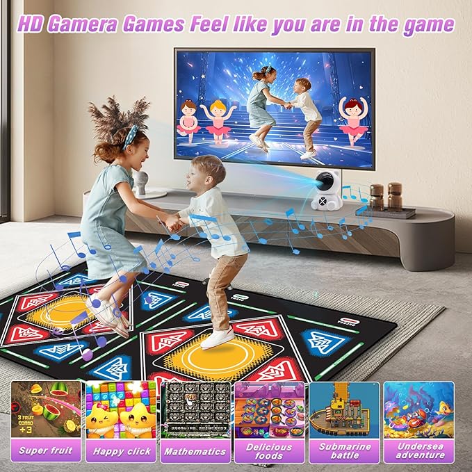 Dance Mat, Electronic Dance Mat for TV with HD Camera, Wireless Double User Dance Mat with Game Controller, Non-Slip Dance Pad for Kids Adults, Christmas Birthday Gifts for Girls Boys