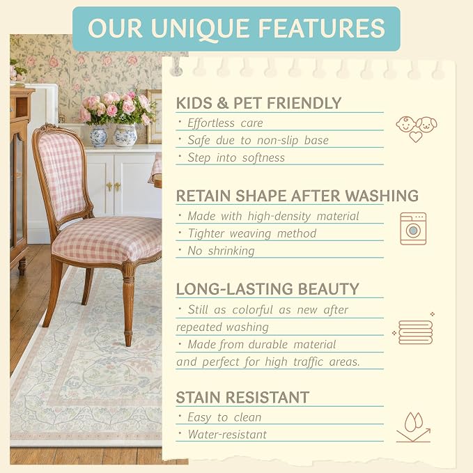 Light Pink Area Rug 2x3 Non Slip Washable, Ultra Soft Small Throw Rugs - Image 7