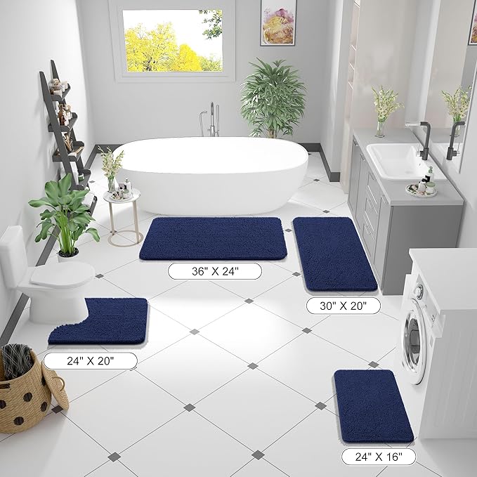 OLANLY Bathroom Runner Rugs 44x24, Soft Absorbent Chenille Bath Rugs, Rubber - Image 2
