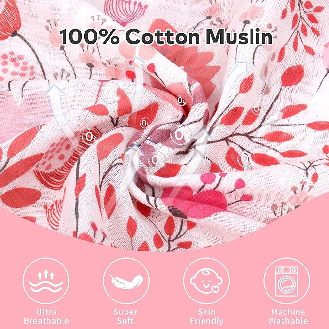 Rquite Muslin Car Seat Cover Baby, Carseat Covers Baby Girl Boy, Breathable Lightweight Infant Car Seat Cover, Baby Carrier Cover Car Seat Canopy Stroller Sun Shade for Summer & Hot Day, Universal Fit