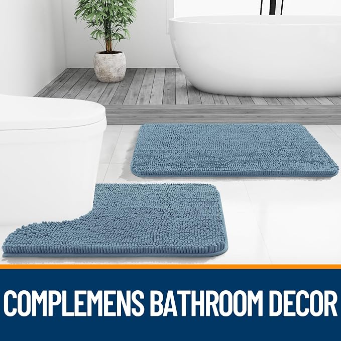 OLANLY Bathroom Runner Rugs 44x24, Soft Absorbent Chenille Bath Rugs, Rubber - Image 7